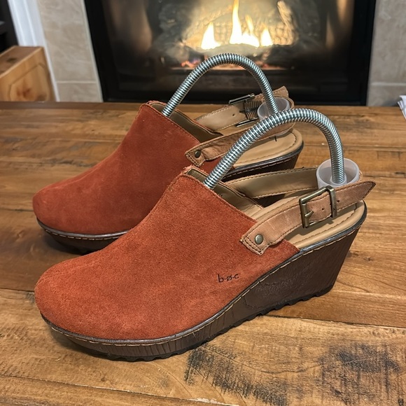 Born Boc Picante Rust Suede May Slingback Platform Wedge size size 10 - Picture 4 of 10